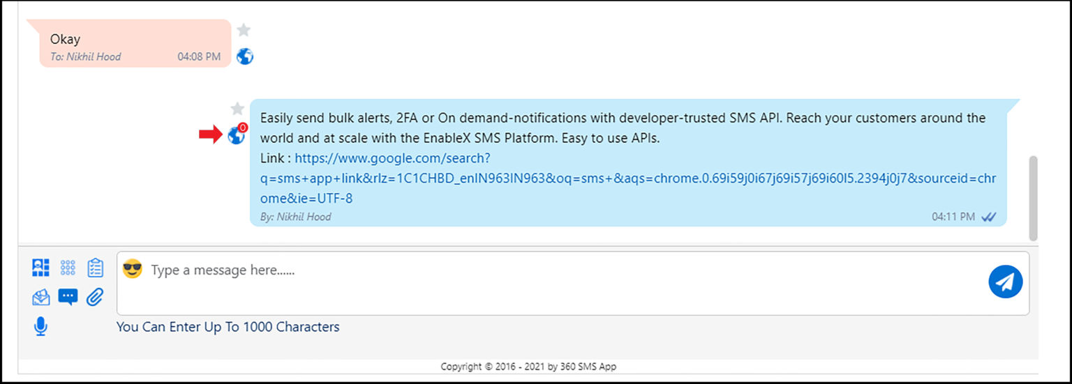 360 Sms App Icon for tracking clicktrough
