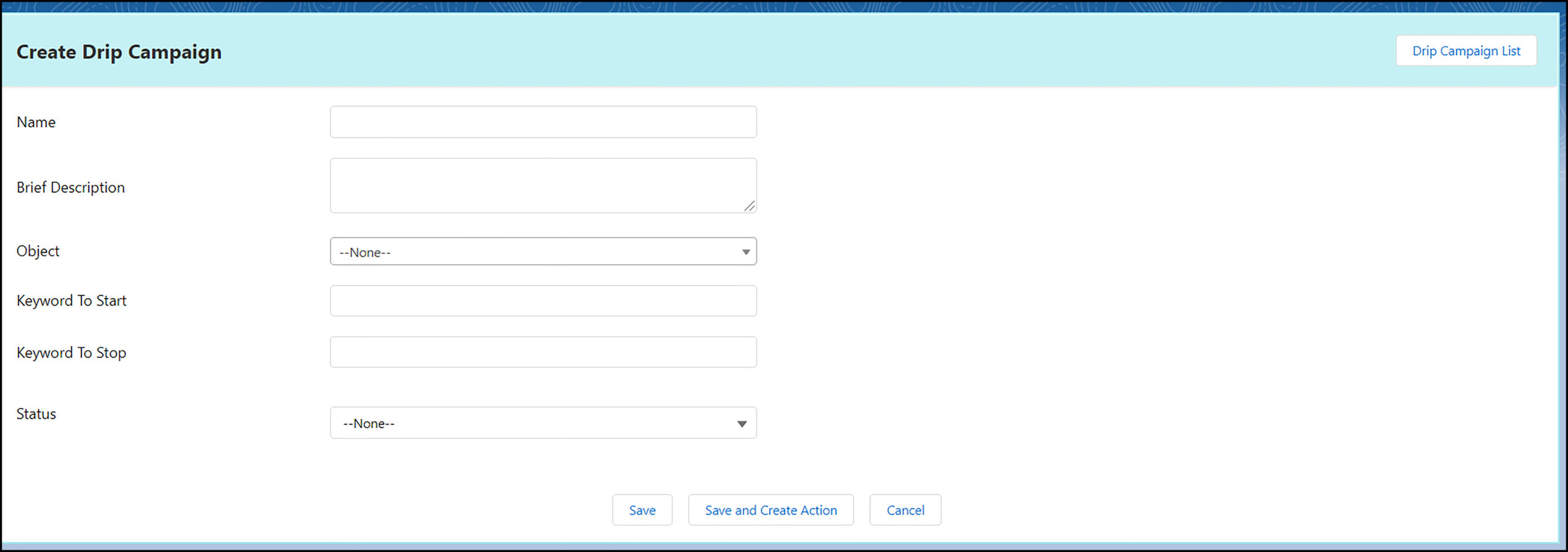 360 Sms App to create page Drip Campaign