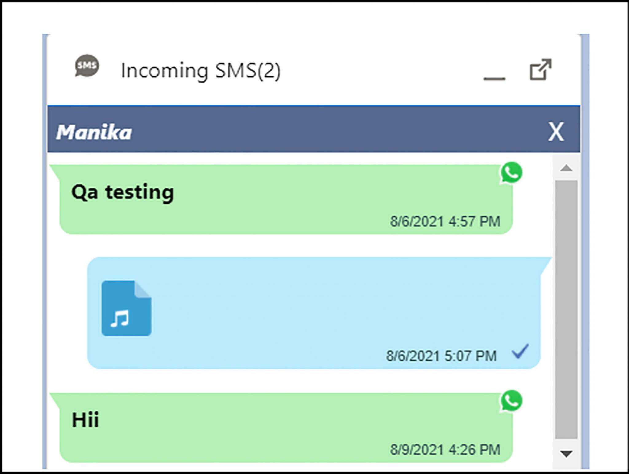 360 Sms App Whats App messages in Utility Bar