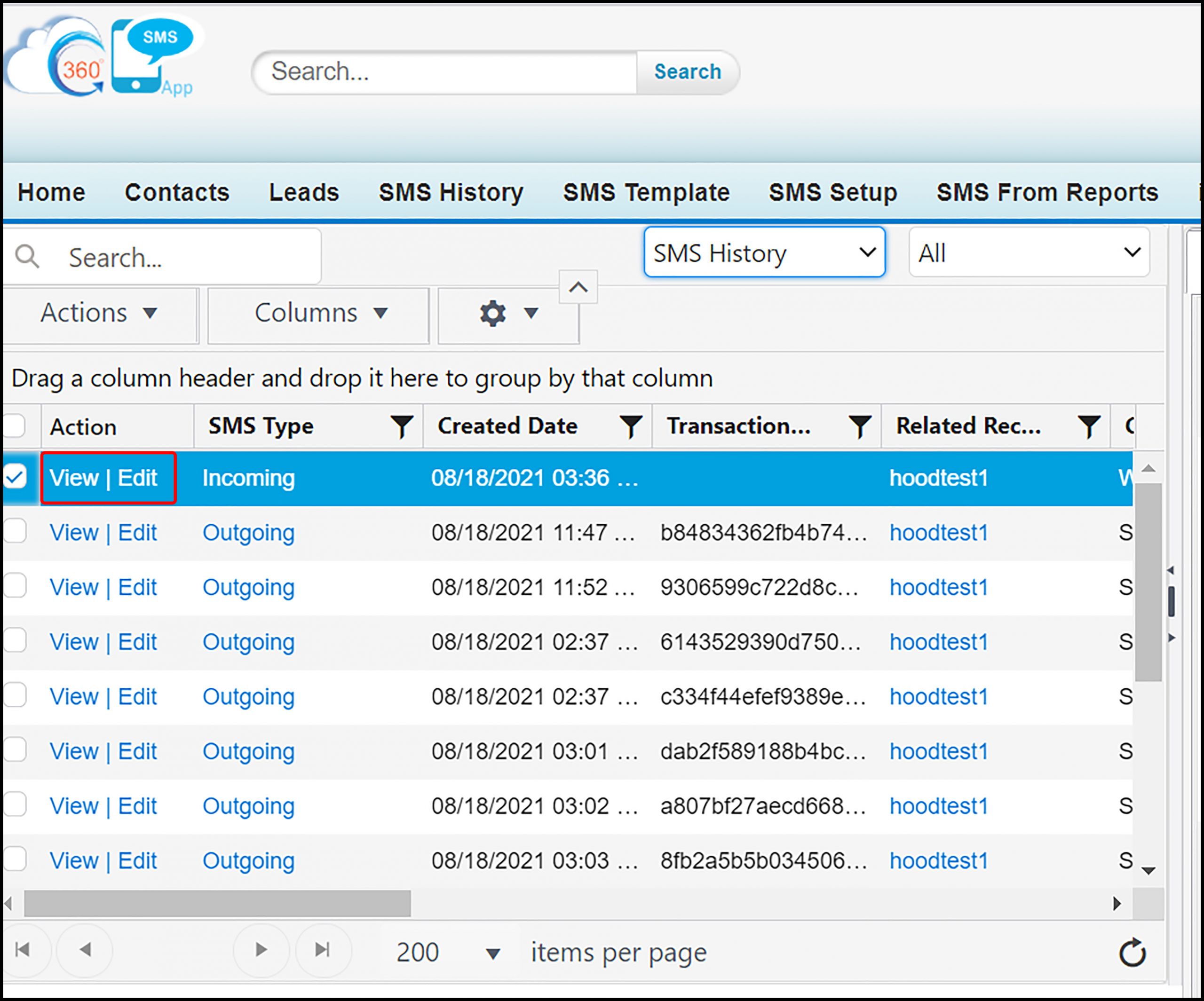 360 Sms App to Conversation managers icon for last view